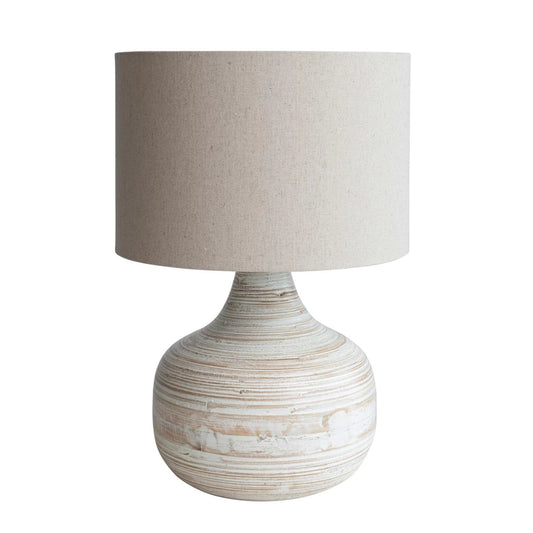 Bamboo Table Lamp w/ Linen Shade