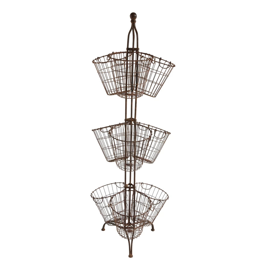 68” Metal Stand w/ Wire Basket