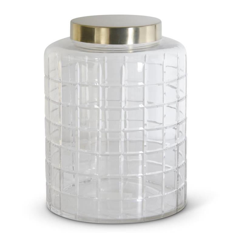 12” Glass Container w/ Metal Lid