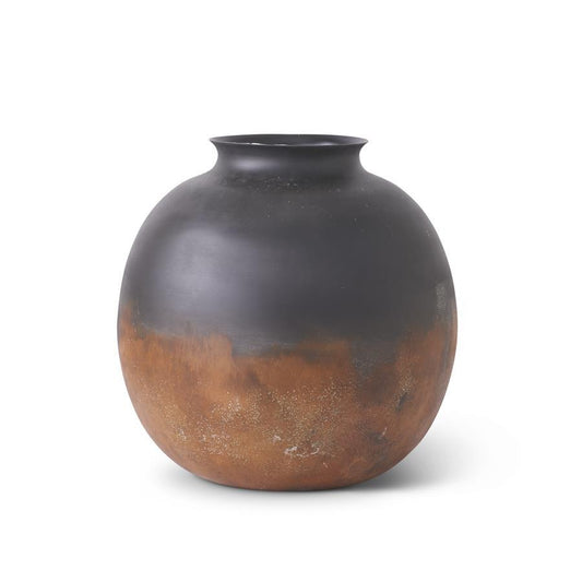 17” Black Metal Round Vase