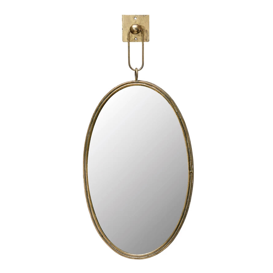 27” Oval Metal Mirror - Gold