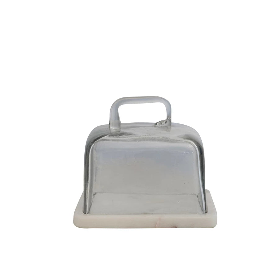 6-1/4” Sq Cloche with Marble