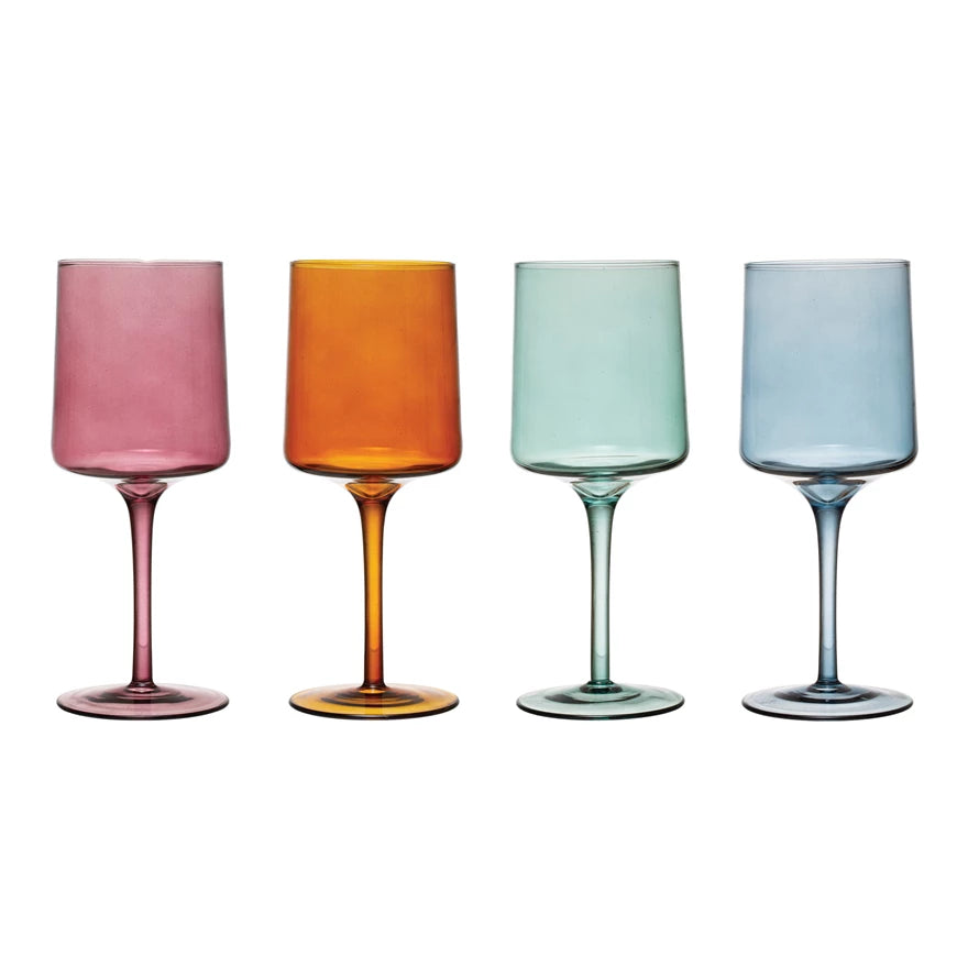 Colored Stem Wine Glass - GREEN