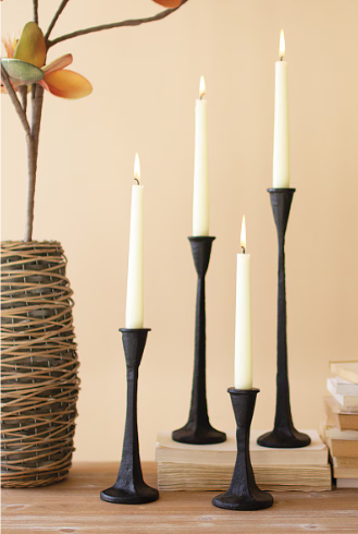 XL BLK IRON CANDLE HOLDER