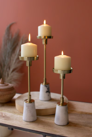 SM BRASS PILLAR CANDLE HOLDER
