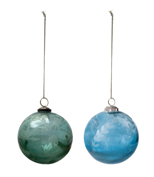 LG RECYCLED GLASS BALL ORNAMENT 2 STYLES