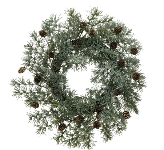 20" Atlas Cedar Wreath w/ Pinecones