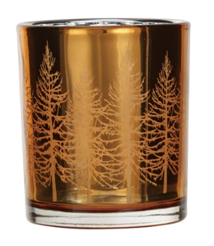 Mercury Glass Etched Candle Holder
