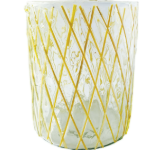 Recycled Glass Candle Holder w/ Embedded Rattan