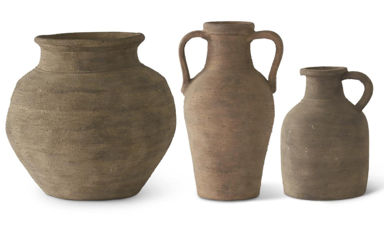 Tan Textured Terracotta Pot - C