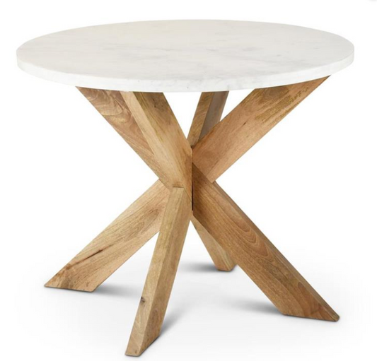 32" Marble & Mango Wood Table