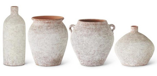 Distressed White Ceramic Vase