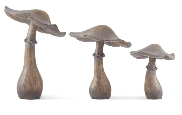 Gray Washed Brown Resin Mushroom - MD