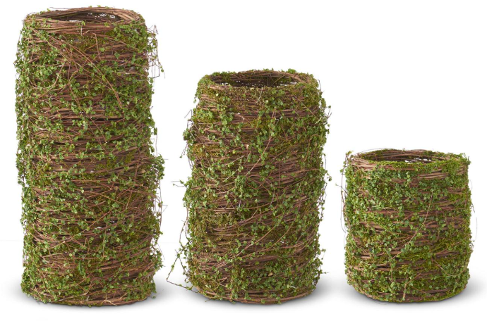 8" Twig & Moss Leaves Pot