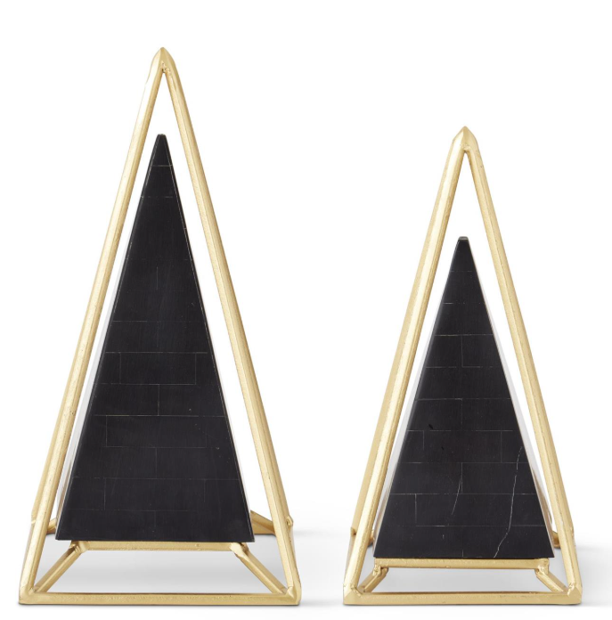 LG Gold Metal Framed Black Tiled Pyramid