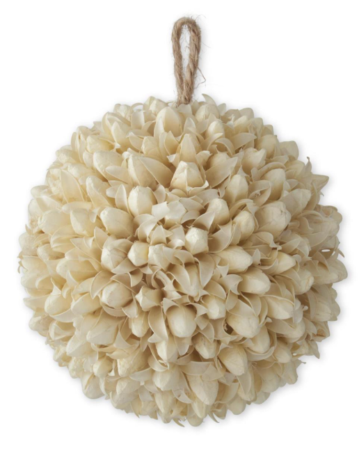 5" Cream Dried Pod Ball Ornament