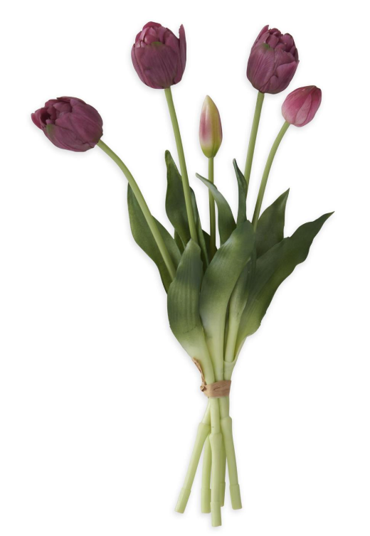 15" Purple Real Touch Tulip Bud & Bloom Bundle