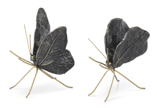 Black & Gold Resin Leaf Wing Butterflies - 2 STYLES