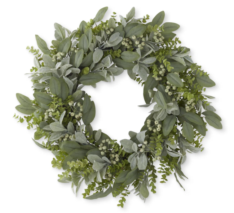 30" Mixed Green Foliage w/Berries Wreath
