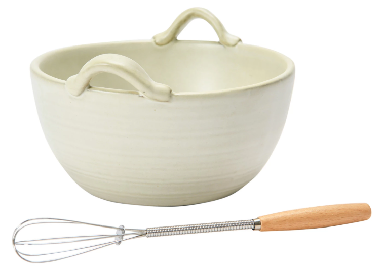 Stoneware Bowl & Whisk Set