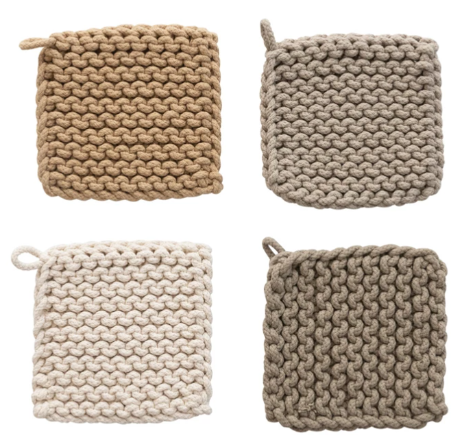 Cotton Crocheted Pot Holders - 4 COLORS
