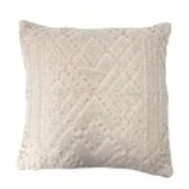 18" Cream Woven Cotton Jacquard Pillow