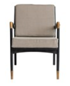 Mango Wood + Blk Metal/Brass Linen Chair