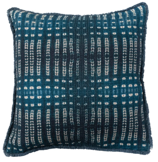 Cotton Slub Printed Pillow w/ Chambray Back
