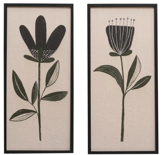 Wood Framed Textured Flower Wall Décor - 2 STYLES
