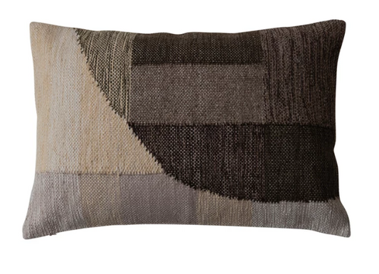 24"x16" Woven Fabric Indoor/Outdoor Lumbar Pillow
