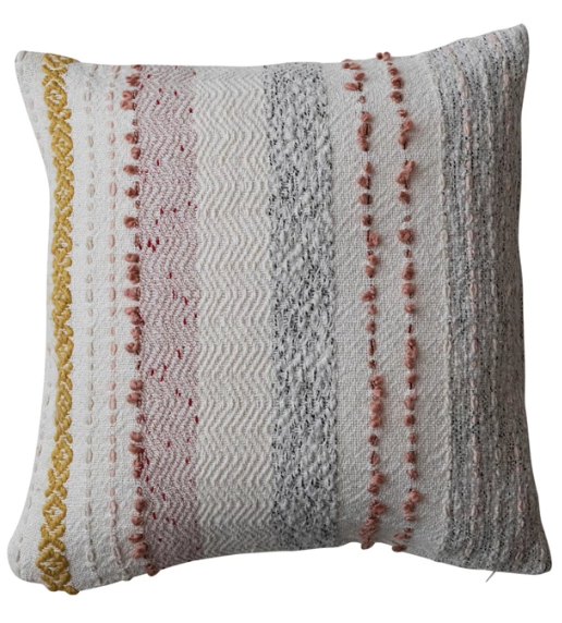 18" Square Woven Cotton Blend Pillow