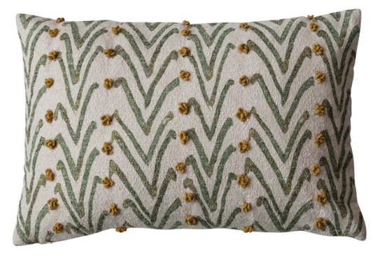 24"x16" Woven Cotton Blend Printed Lumbar Pillow