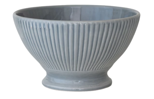 Stoneware Fluted Serving Bowl w/ Reactive Glaze