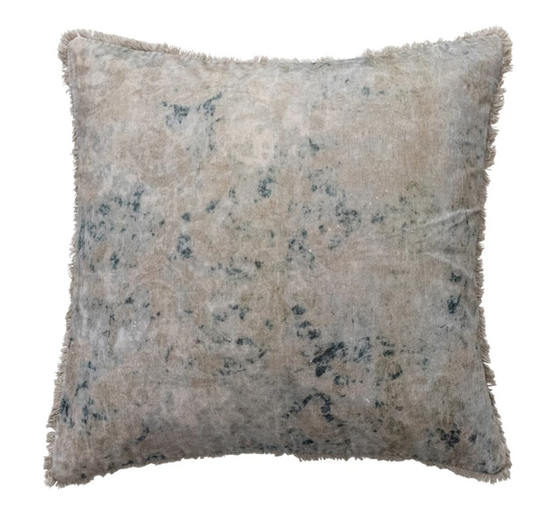 24" Square Cotton Velvet Printed Pillow