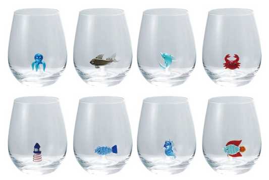 Stemless Wine Glass w/ Hand-Blown Figure