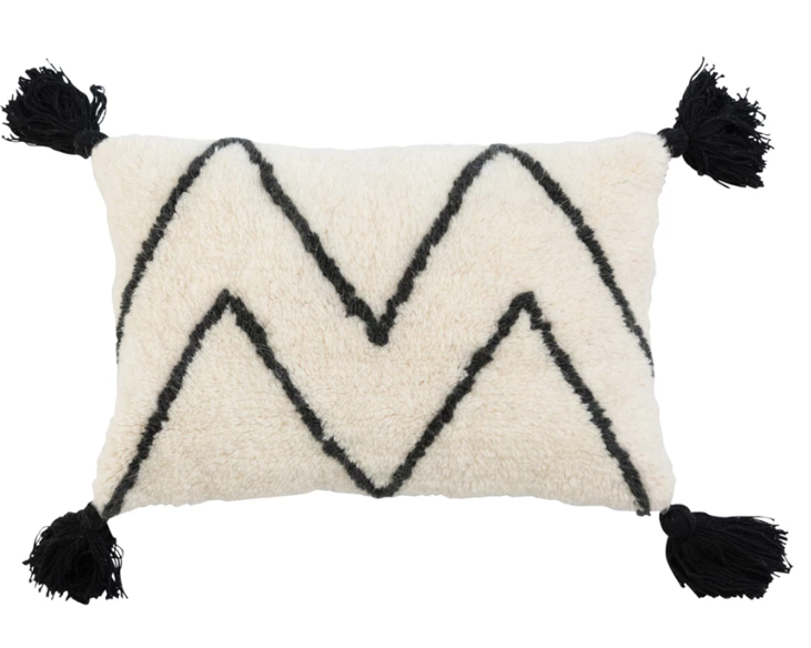 Wool Blend Chevron Tufted Lumbar Pillow