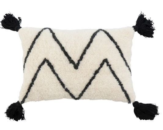 Wool Blend Chevron Tufted Lumbar Pillow