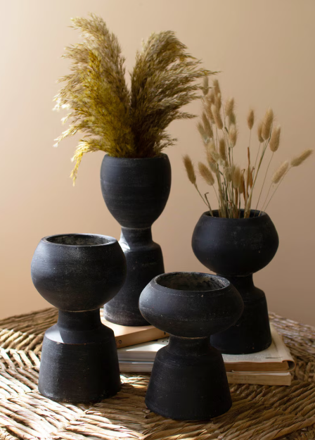 LG - Black Clay Vase / Candle Holder