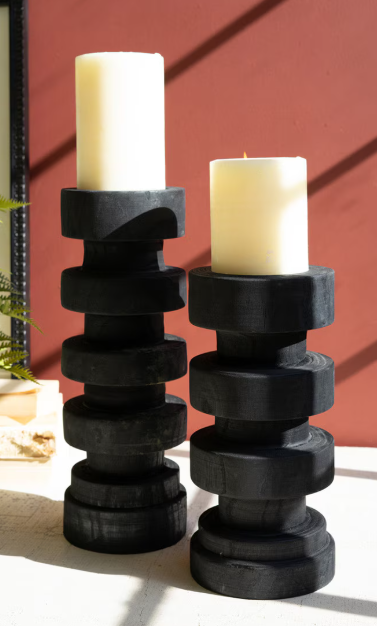 LG - Black Turned Wood Candle Tower