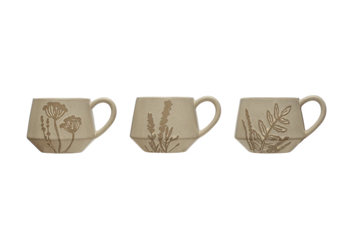 Botanical Stoneware Mug - 3 STYLES