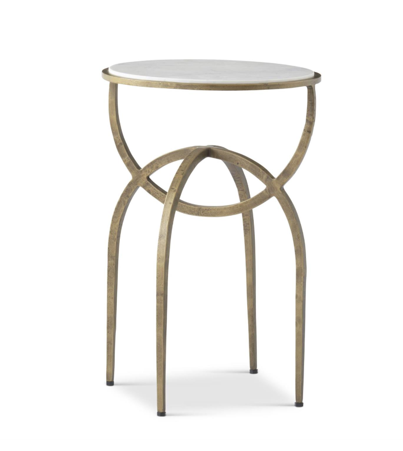 25" RND Marble + Gold Side Table