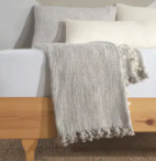 Grey Cotton Throw Blanket