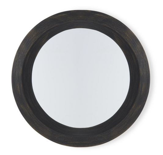 30" Black Bamboo Reed Mirror