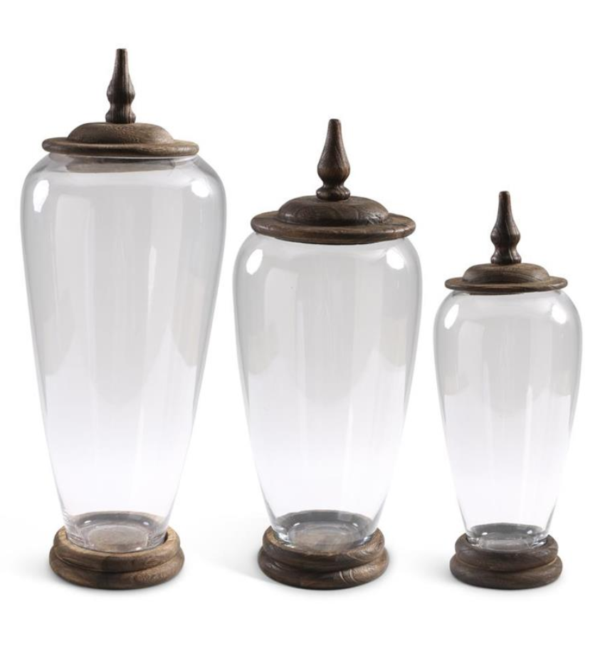 LG - Glass Jar w/ Wood Base + Lid