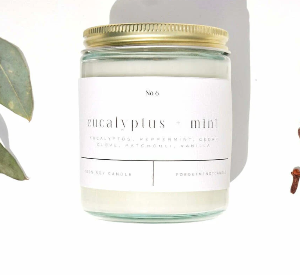 Eucalyptus + Mint 9oz Glass Candle