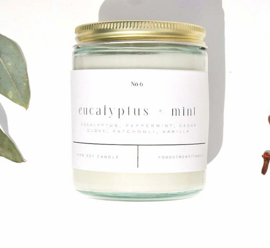 Eucalyptus + Mint 9oz Glass Candle