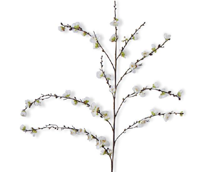 50" White Cherry Blossom Stem