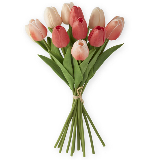 13" Coral & Peach Real Touch Mini Tulip Bundle