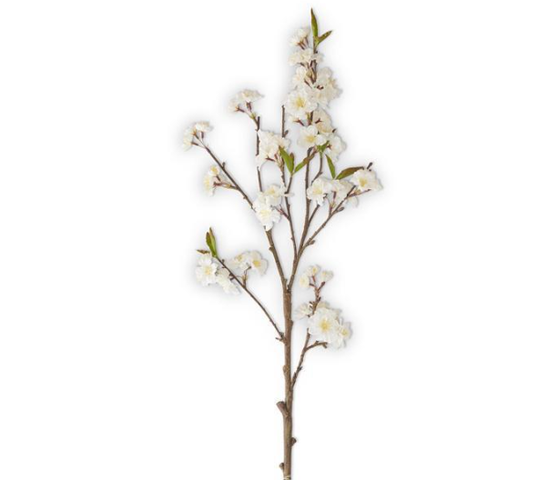 36" White Cherry Blossom Spray
