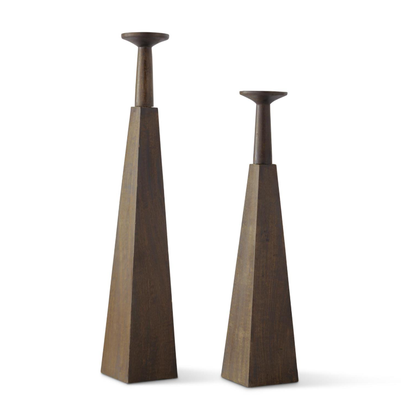 Wood Pyramid Candleholder - LG